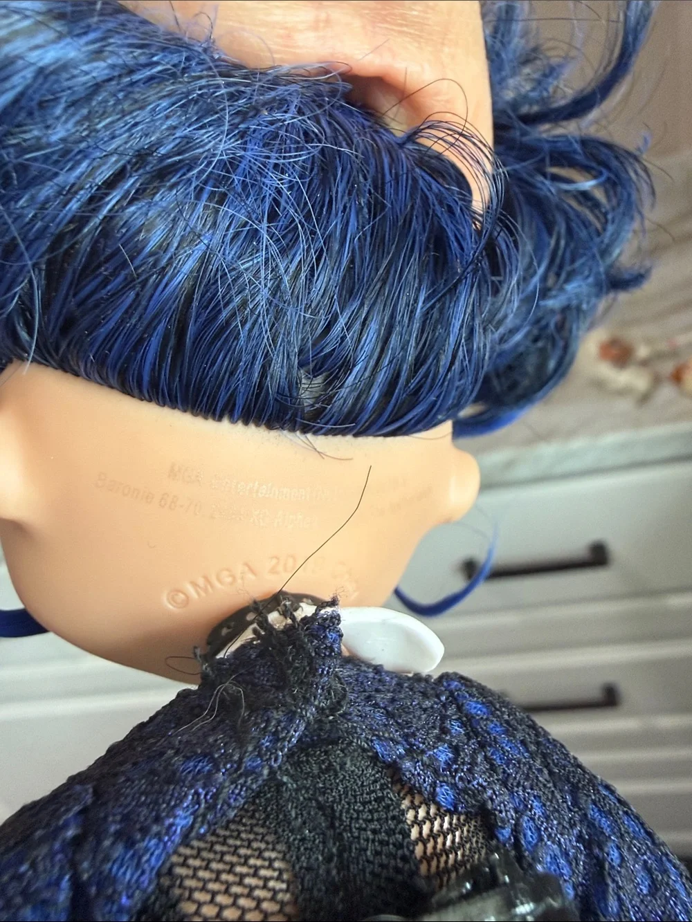 LOL Surprise OMG Fashion Doll Blue Hsir Gothic Lace Dress